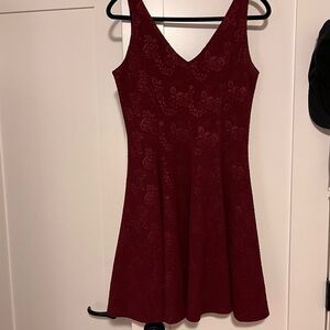 Elegant Burgundy Floral Mini Dress